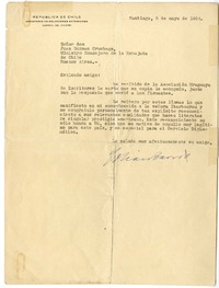 [Carta] 1954 mayo 5, Santiago, Chile [a] Juan Guzmán Cruchaga  [manuscrito] Tobías Barros Ortíz.
