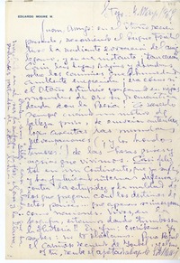 [Carta] 1968 mayo 4, Santiago, Chile [a] Juan Guzmán Cruchaga  [manuscrito] Eduardo Moore Montero.