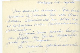 [Carta] 1962 agosto 29, Santiago, Chile [a] Juan Guzmán Cruchaga  [manuscrito] Virginia Cox de Huneeus.