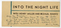 [Carta] [1960] [Nueva York] [a] Juan Guzmán Cruchaga  [manuscrito] Henry Miller.