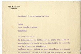 [Carta] 1941 noviembre 7, Santiago, Chile [a] Juan Guzmán Cruchaga  [manuscrito] Domingo Melfi.