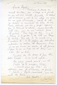 [Carta] 1988 enero 27, Viña del Mar, Chile [a] Raquel Tapia Caballero  [manuscrito] Sara Vial.