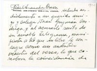 [Tarjeta] 1979 abril 4, Santiago, Chile [a] Juan Guzmán Cruchaga  [manuscrito] Fidel Araneda Bravo.