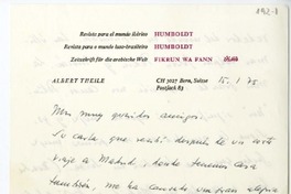 [Carta] 1975 enero 15, Suiza [a] Juan Guzmán Cruchaga  [manuscrito] Albert Theile.