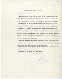 [Carta] 1974 enero 14, Santiago, Chile [a] Juan Guzmán Cruchaga  [manuscrito] Hernán Díaz Arrieta.