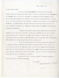 [Carta] 1975 abril 9, Santiago, Chile [a] Juan Guzmán Cruchaga  [manuscrito] Hernán del Solar.