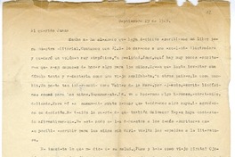 [Carta] 1949 septiembre 29, Santiago, Chile [a] Juan Guzmán Cruchaga  [manuscrito] Hernán del Solar.