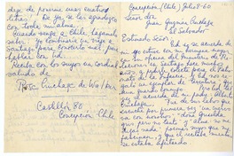 [Carta] 1960 julio 8, Concepción, Chile [a] Juan Guzmán Cruchaga  [manuscrito] Rosa Cruchaga.