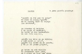 Llover  [manuscrito] Rosa Cruchaga.