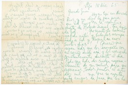 [Carta] 1965 diciembre 18, Santiago, Chile [a] Juan Guzmán Cruchaga  [manuscrito] Rosa Cruchaga.