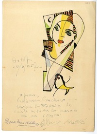 [Tarjeta] 1957 junio 24, Antofagasta, Chile [a] Juan Guzmán Cruchaga  [manuscrito] Andrés Sabella.