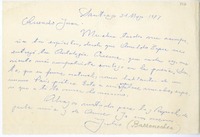 [Carta] 1977 mayo 31, Santiago, Chile [a] Juan Guzmán Cruchaga  [manuscrito] Julio Barrenechea.