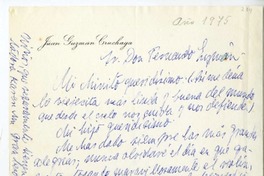 [Carta] 1975 Valparaíso, Chile [a] Fernando Guzmán  [manuscrito] Juan Guzmán Cruchaga.