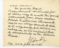 [Tarjeta] 1979 julio 23, Santiago, Chile [a] Raquel Tapia Caballero  [manuscrito] Jorge Délano (Coke).