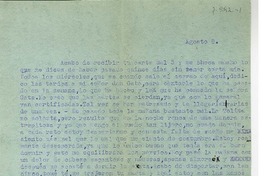 [Carta] [entre 1923 y 1928] agosto 8, Santiago, Chile [a] Juan Guzmán Cruchaga  [manuscrito] Marta Brunet.