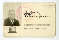 [Pase diplomático] 1968, París, Francia [a] Juan Guzmán Cruchaga  [manuscrito] UNESCO.