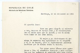 [Carta] 1966 diciembre 12, Santiago, Chile [a] Juan Guzmán Cruchaga  [manuscrito] Salvador Reyes.
