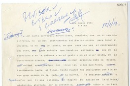 [Carta] 1991 enero 12, Santiago, Chile [a] Matilde Ladrón de Guevara  [manuscrito] Gabriel Egaña.