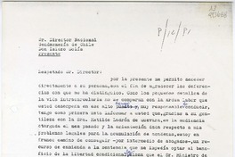 [Carta] 1991 diciembre 9, Cárcel de San Miguel, Santiago, Chile [al] Sr. Director Nacional, Gendarmería de Chile, Don Isidro Solís, Santiago, Chile  [manuscrito] Patricio Gabriel Egaña Salinas.