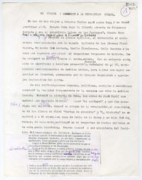 Mi visita y adhesión a la revolución cubana  [manuscrito] Matilde Ladrón de Guevara.