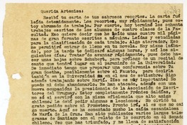 [Carta] [1960] [Uruguay] [a la] Querida Artemisa  [manuscrito] Carlos [Sabat].
