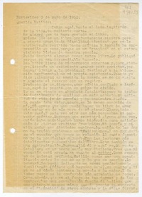 [Carta] 1952 mayo 3, Montevideo, [Uruguay] [a la] Querida Matilde  [manuscrito] Hugo Emilio [Pedemonte].