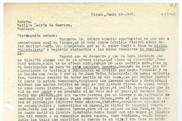 [Carta] 1952 junio 19, Vicuña, [Chile] [a la] Señora Matilde Ladrón de Guevara, Santiago, [Chile]  [manuscrito] Isolina B. de Estay.