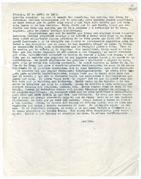 [Carta] 1951 abril 27, Firenze, [Italia] [a] Querida comadre [María de la Cruz]  [manuscrito] Matilde Ladrón de Guevara.