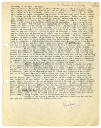 [Carta] 1951 abril 28, Firenze, [Italia] [a] María de la Cruz  [manuscrito] Matilde Ladrón de Guevara.