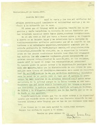 [Carta] 1953 marzo 16, Montevideo, [Uruguay] [a] Querida Matilde  [manuscrito] Hugo Emilio Pedemonte.