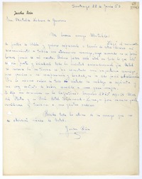 [Carta] 1953 junio 22, Santiago, Chile [a] Matilde Ladrón de Guevara  [manuscrito] Jascha Rein.