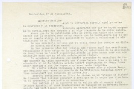 [Carta] 1953 junio 22, Montevideo, [Uruguay] [a] Querida Matilde  [manuscrito] Hugo Emilio Pedemonte.