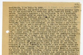 [Carta] 1953 julio 1, Montevideo, [Uruguay] [a] Querida Matilde  [manuscrito] Carlos [Sabat].