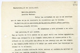 [Carta] 1953 julio 13, Montevideo, [Uruguay] [a] Matilde Ladrón de Guevara  [manuscrito] Hugo Emilio Pedemonte.