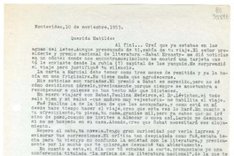 [Carta] 1953 noviembre 10, Montevideo, [Uruguay] [a] Querida Matilde  [manuscrito] Hugo Emilio.