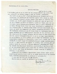 [Carta] 1954 enero 29, Montevideo [a] Querida Matilde  [manuscrito] Hugo Emilio [Pedemonte].