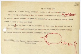 [Carta] 1954 abril 19, Buenos Aires [a] Querida e ilustre amiga  [manuscrito] Dino Segre (Pitigrilli).