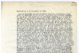 [Carta] 1954 noviembre 1, Montevideo [a] Querida Matilde  [manuscrito] Carlos [Sabat].