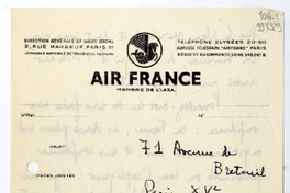 [Carta] 1955 febrero 11, Paris [a] Madame  [manuscrito]