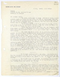 [Carta] 1955 abril 2, Paris [a] Matilde L. de Guevara de A., Santiago de Chile  [manuscrito] Juan Bautista Rossetti.