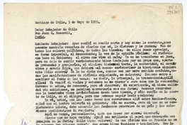 [Carta] 1955 mayo 5, Santiago de Chile [a] Señor Embajador de Chile Don Juan B. Rossetti, Paris  [manuscrito] Matilde L. de Guevara.