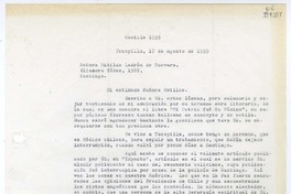 [Carta] 1955 agosto 17, Tocopilla, Chile [a] Matilde Ladrón de Guevara, Santiago  [manuscrito] Demetrio Canelas.