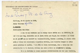 [Carta] 1955 agosto 24, Santiago [a] Señor Ministro de Justicia  [manuscrito] Matilde Guevara de Arredondo.