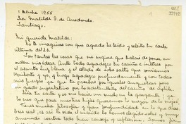 [Carta] 1955 octubre 1, [Chile] [a] Matilde G. de Arredondo, Santiago  [manuscrito] Olga.