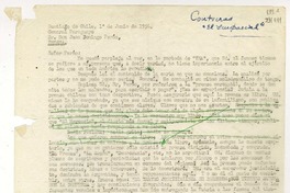 [Carta] 1956 junio 1, Santiago de Chile [a] Sr. Don Juan Domingo Perón, Panamá  [manuscrito] Matilde Ladrón de Guevara.