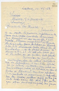 [Carta] 1956 agosto 11, Lautaro, Chile [a] Matilde G. de Arredondo, Santiago  [manuscrito] Sara.