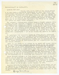 [Carta] 1956 julio 27, Montevideo [a] Querida Matilde  [manuscrito] Hugo Emilio.