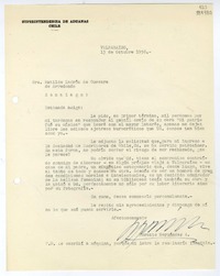 [Carta] 1956 octubre 13, Valparaíso [a] Matilde Ladrón de Guevara de Arredondo, Santiago  [manuscrito] Horacio Hernández A.