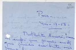 [Carta] 1956 noviembre 13, Paris [a] Matilde Ladrón de Guevara  [manuscrito] Bety.