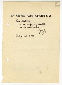 [Carta] 1957 abril, Santiago, Chile [a] Matilde [Ladrón de Guevara]  [manuscrito] Jorge [Onfray].